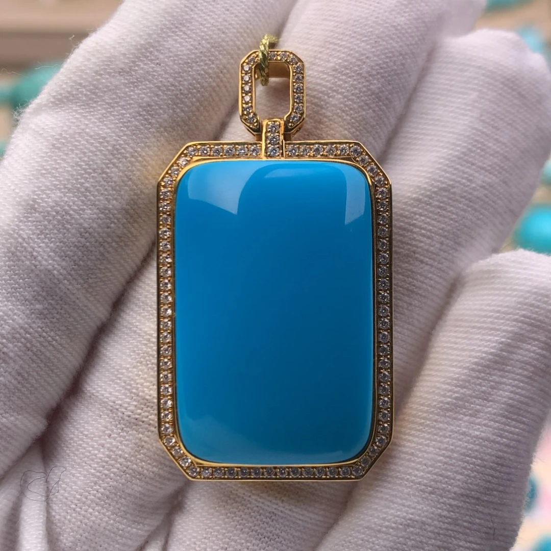 绿松石18K金镶嵌珠宝奇石