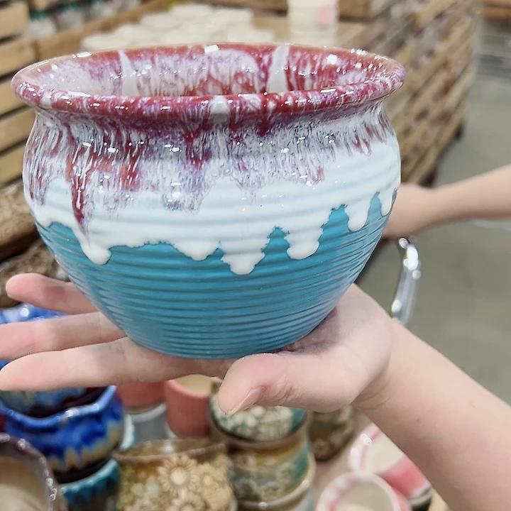 有孔.凑满10元发货多肉陶瓷花盆！