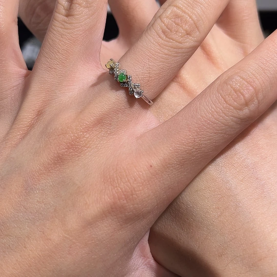 翡翠戒指银S925镶嵌ijmggjm