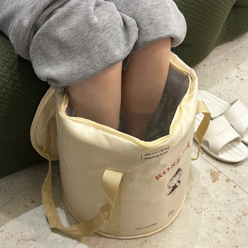 拾物造家布艺保温恒温泡脚桶过小腿养生足浴桶加厚高深便携泡脚袋