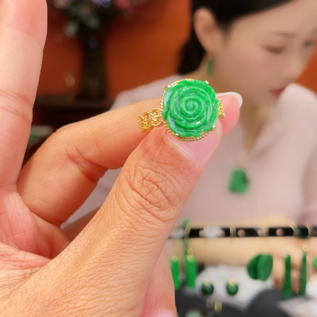 翡翠银S925镶嵌耳饰