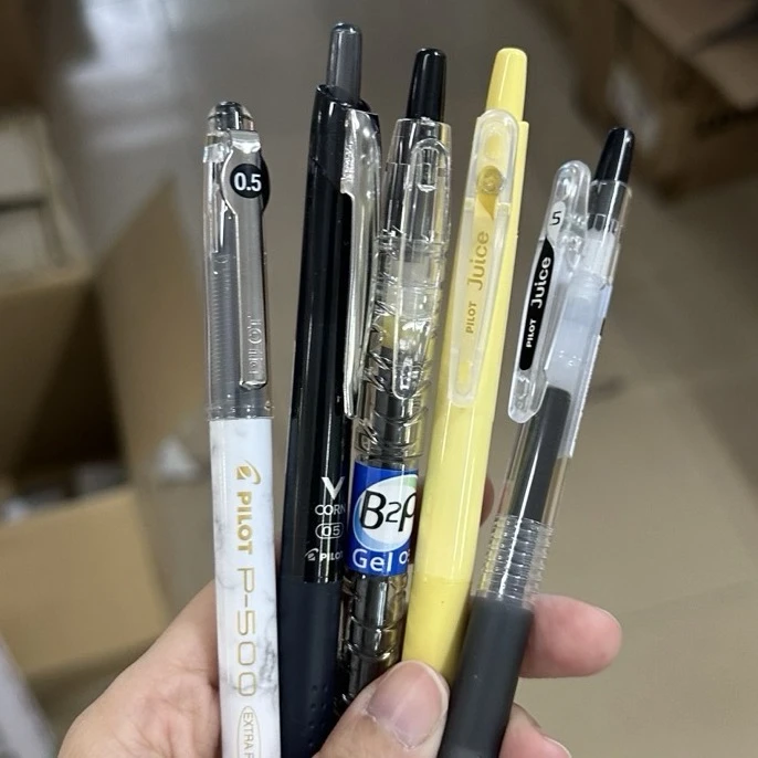 百乐5支装学生必备黑色中性笔0.5mm