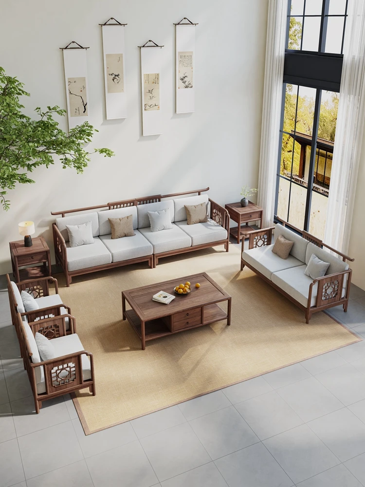 新中式宋式美学沙发 北美黑胡桃木2025新款官帽办公禅意别墅家具