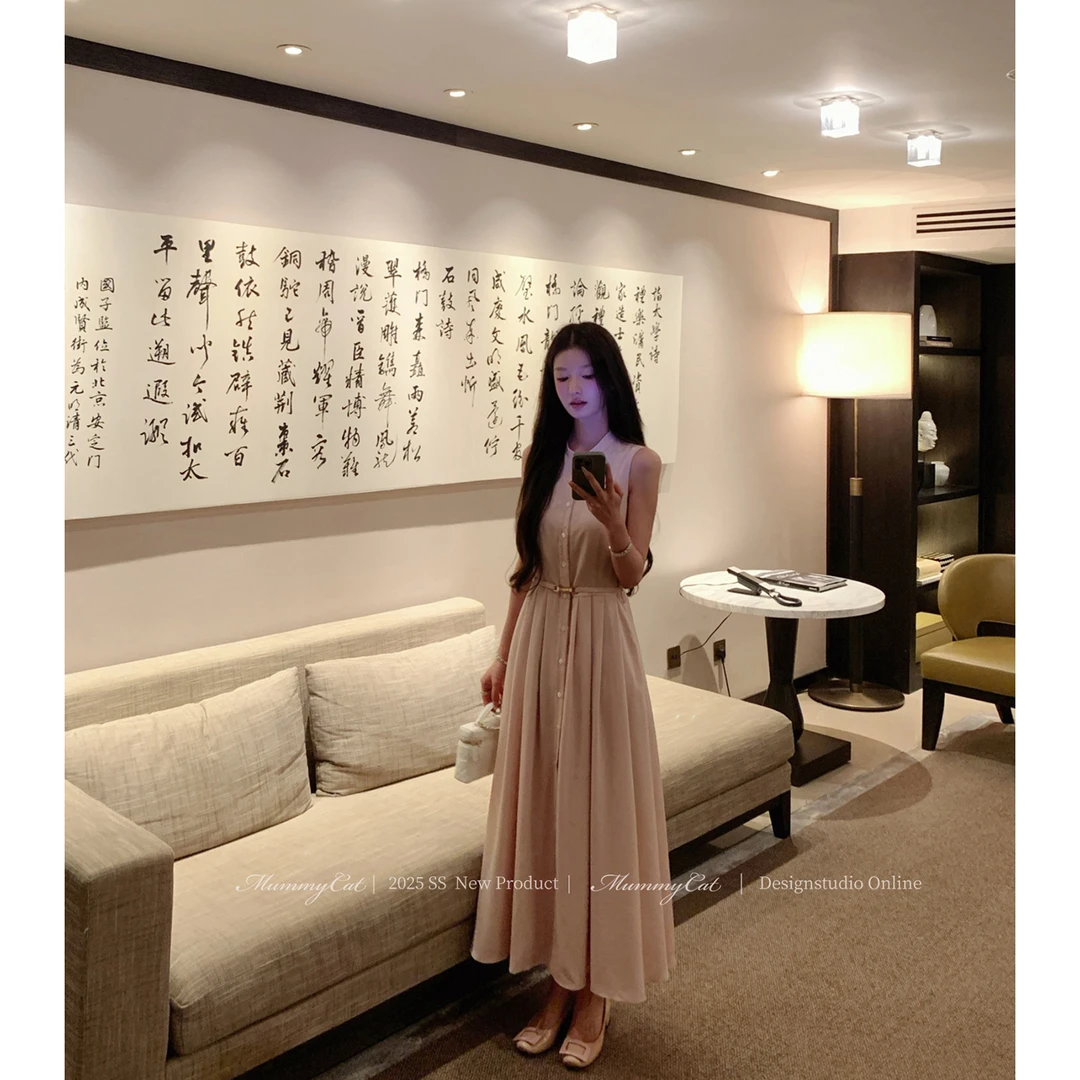 Mummy Cat下蛋喵【书香佳人】25新品书卷气小立领单排扣收腰连衣裙
