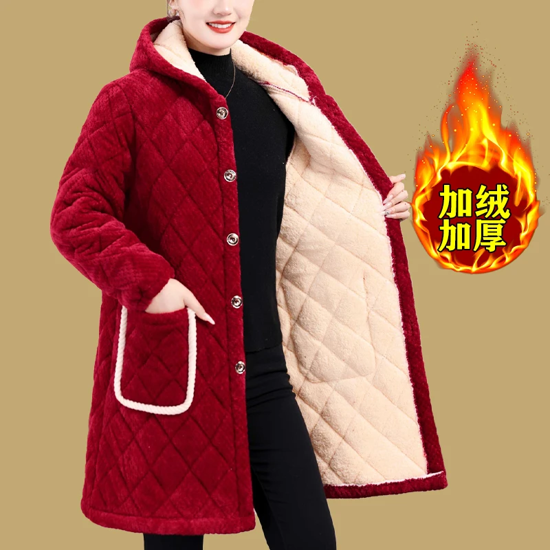 加绒加厚棉衣大码外套保暖新款棉服中长款休闲工作服棉袄罩衣冬季