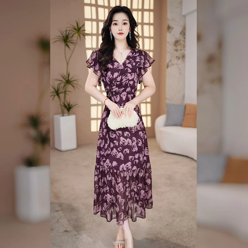【千羽定制】法式碎花连衣裙女2025夏季今年流行减龄收腰显瘦裙子