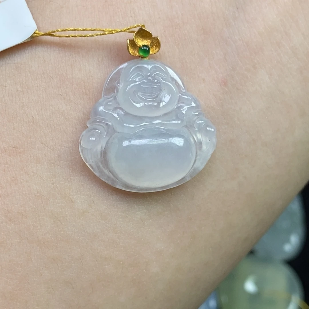翡翠18K金镶嵌颈饰佛公