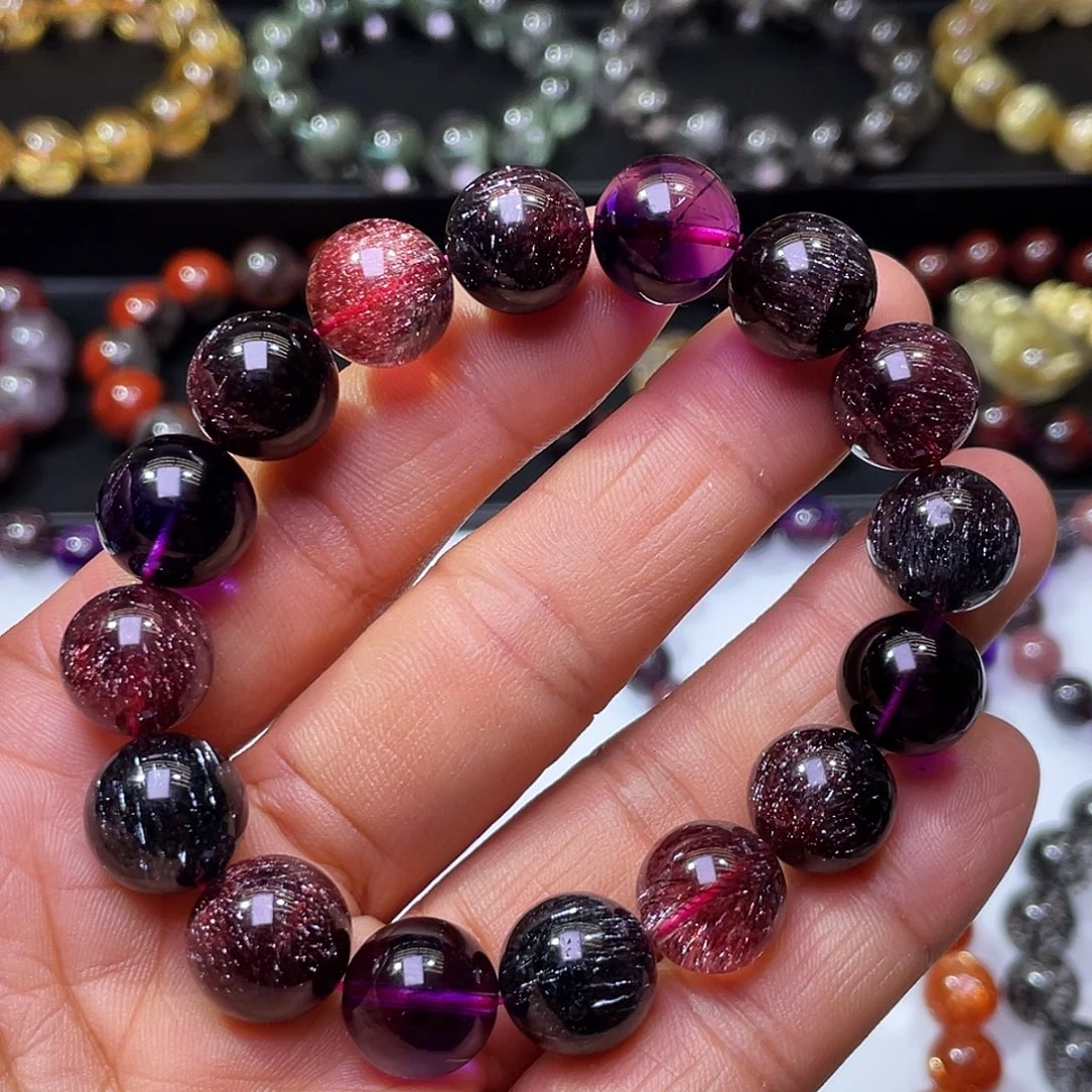 未镶嵌手链水晶毕业级黑加仑超七13+m