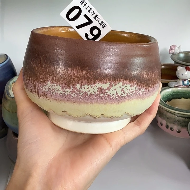 华***瑟景德镇手工陶瓷盆 口10