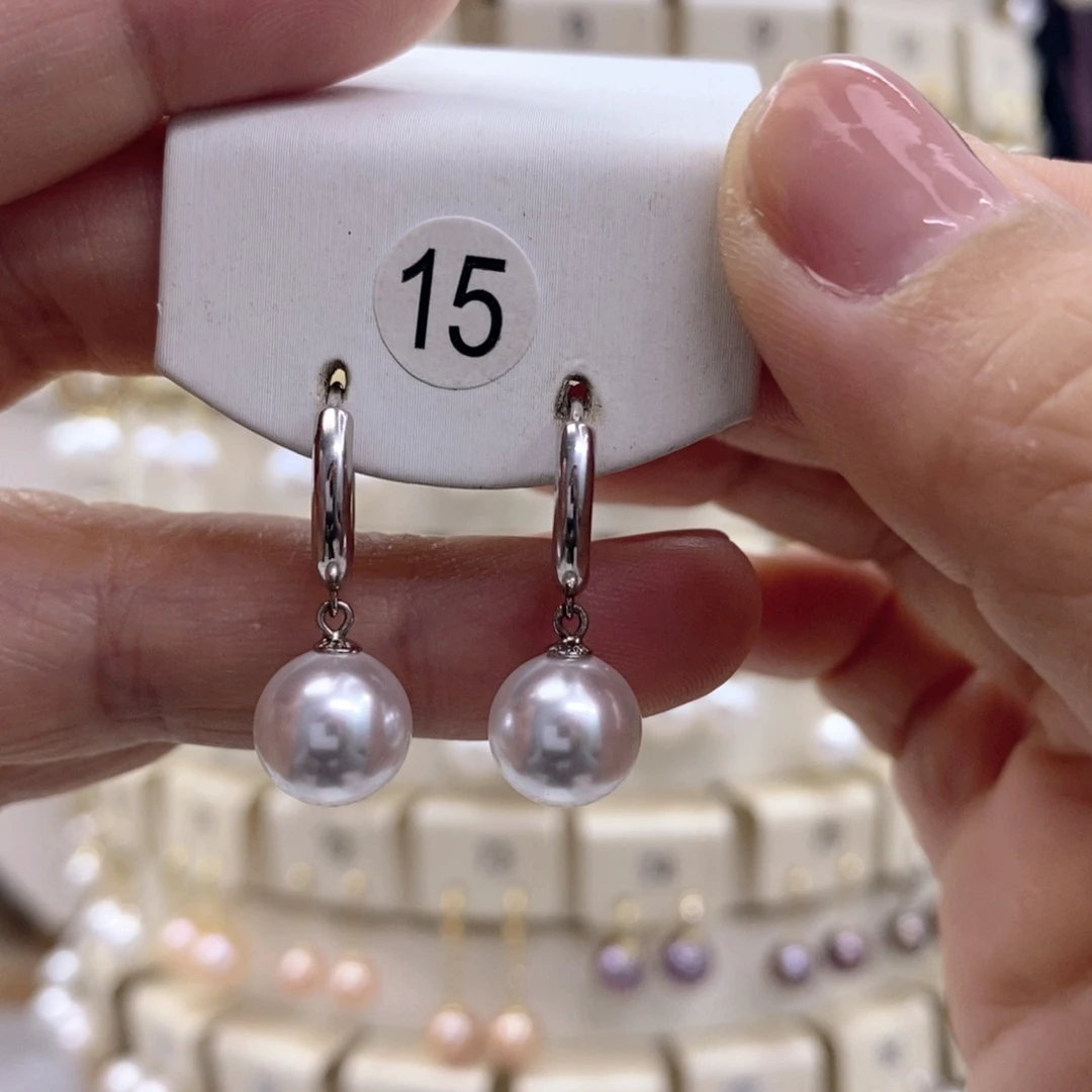 银S925镶嵌淡水珍珠耳饰