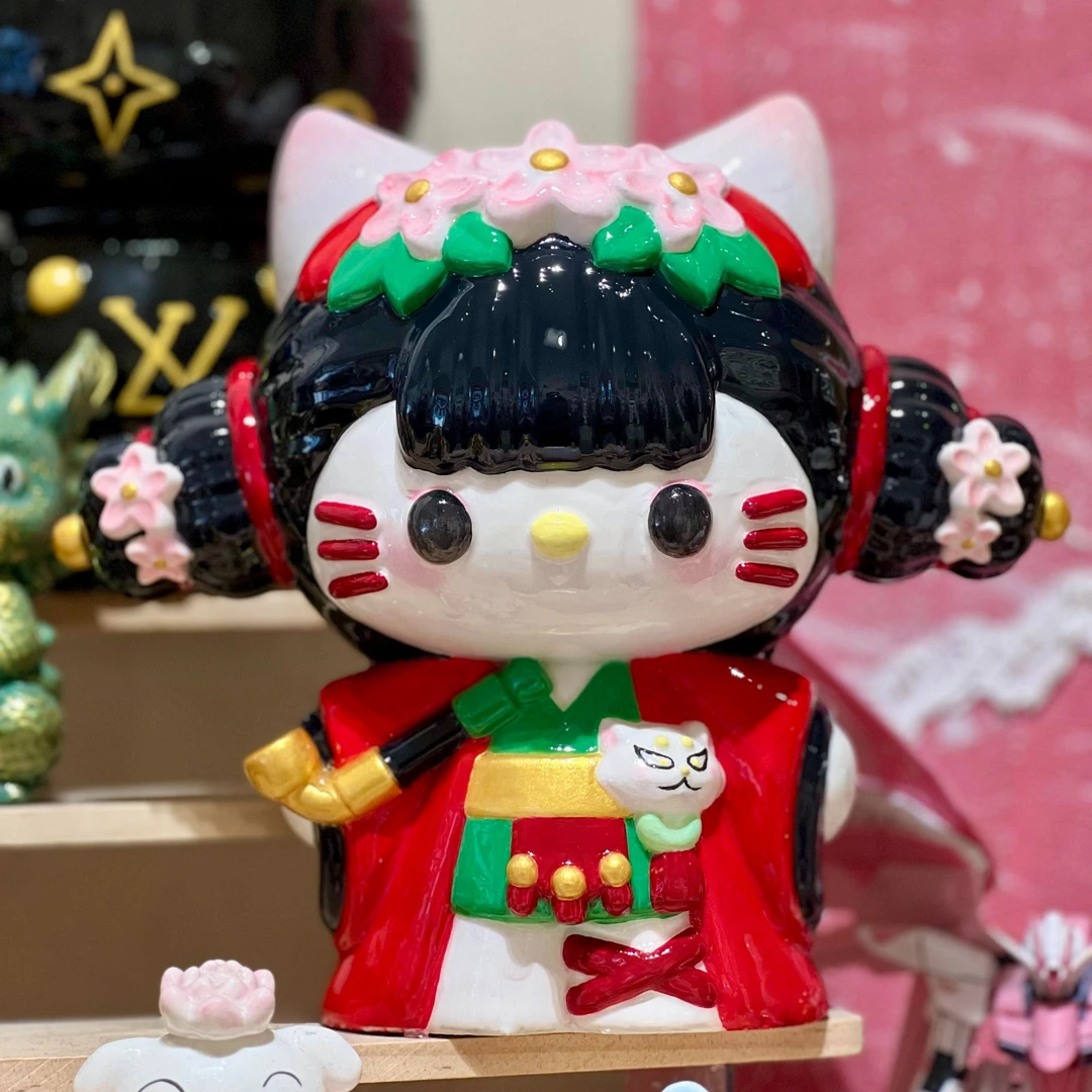 新款宝青坊HelloKitty石膏娃娃大号涂鸦摆件涂色手工绘画diy