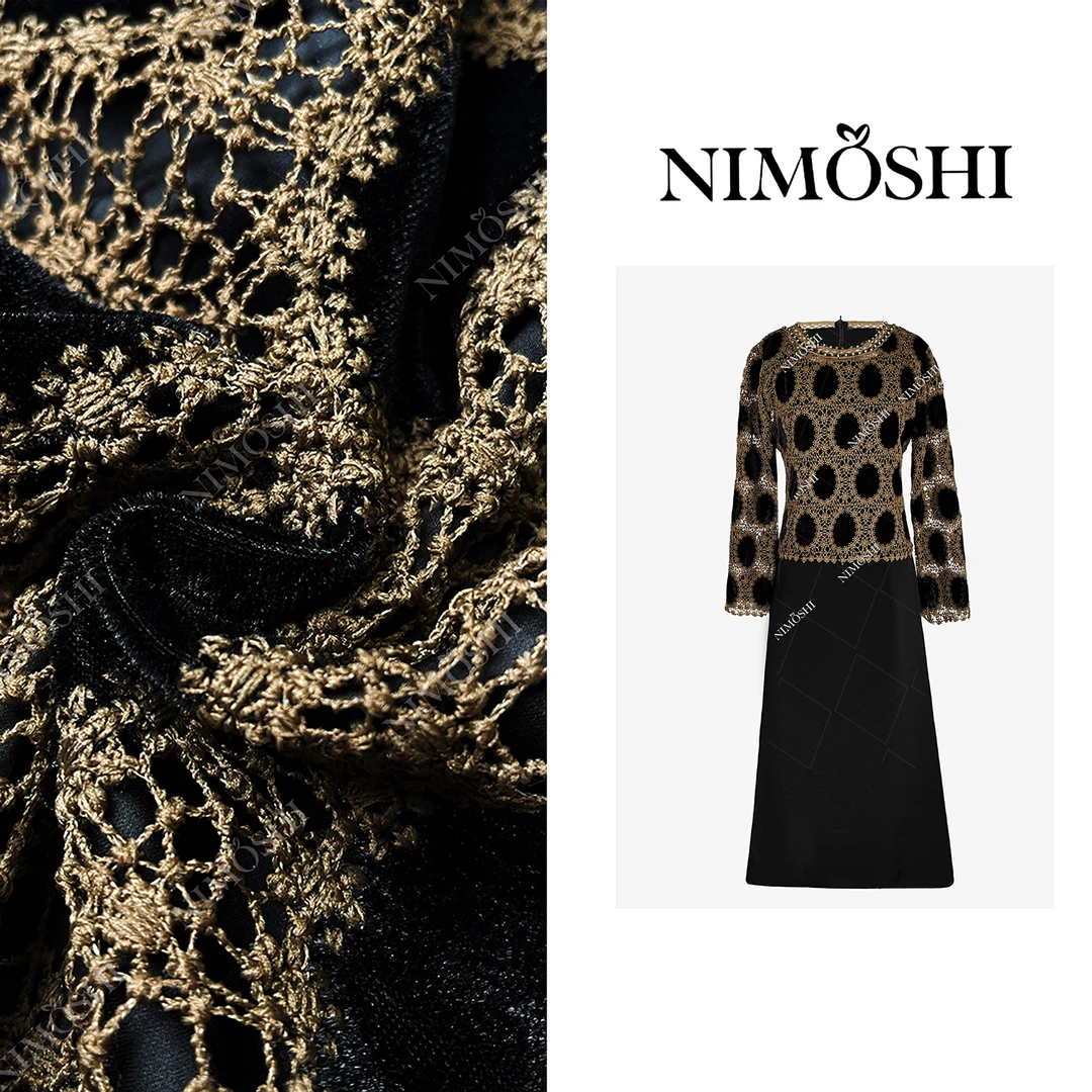 NIMOSHI【倩倩】秋季经典高奢波西米亚收腰设计气质显瘦连衣裙Q2270