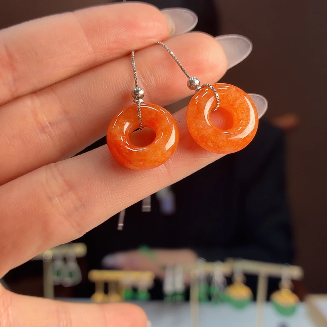 翡翠银S925镶嵌耳饰