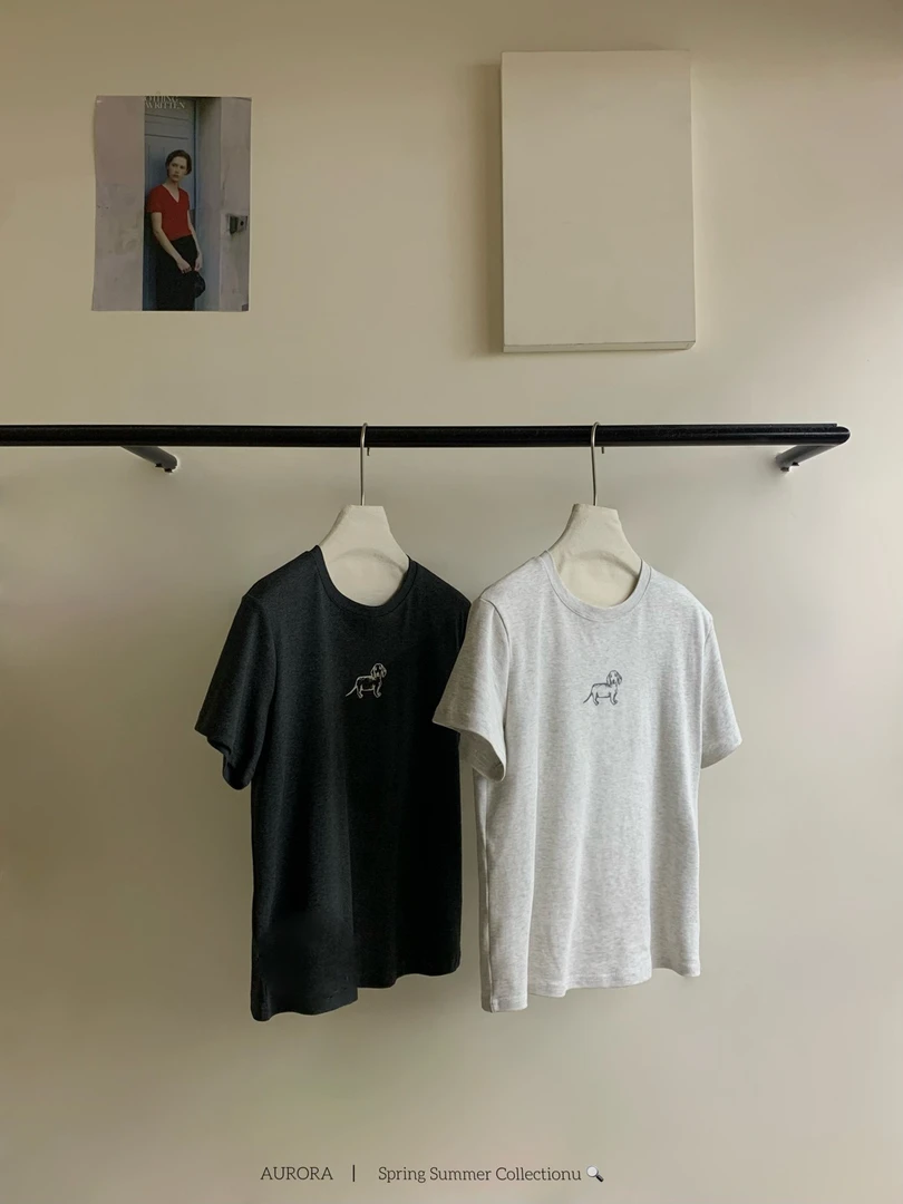 AR@1037 韩系印花小狗T恤 2-16