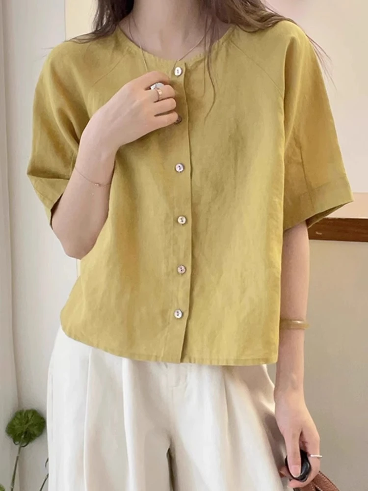 法式宽松显瘦单排扣衬衫纯色简约小众设计感上衣秋季新款气质t恤