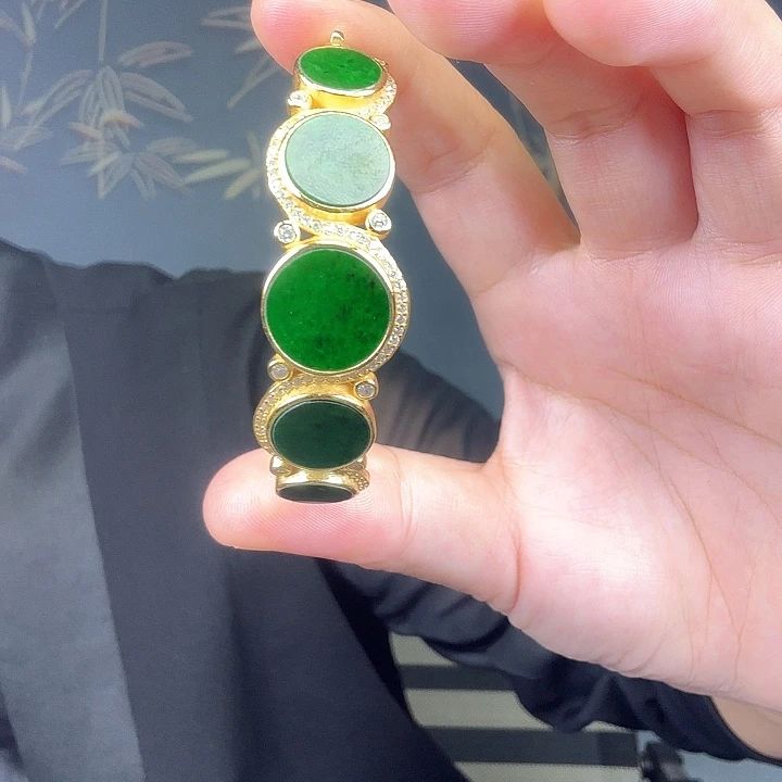 辉***7翡翠银S925镶嵌手镯