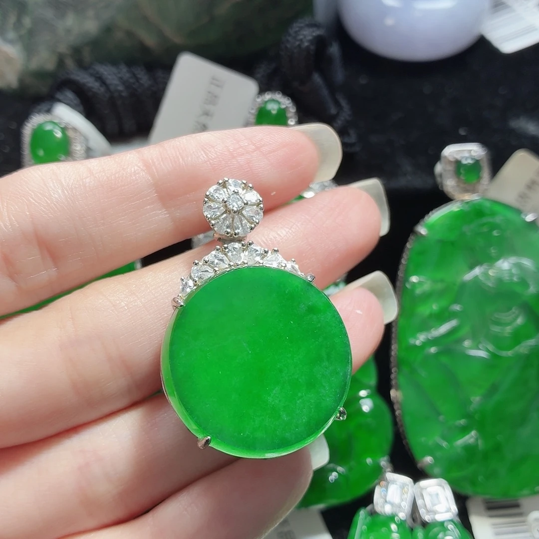 翡翠银S925镶嵌颈饰