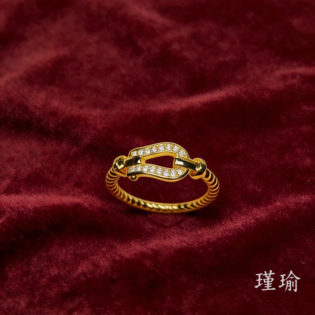 戒指 戒指 K0248黄色马蹄麻花闭口戒指多样性发货47544