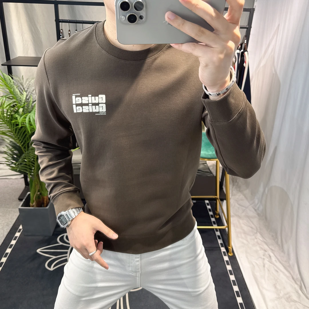 欧洲站字母设计感卫衣男春秋款2025新款男士上衣圆领休闲潮流百搭