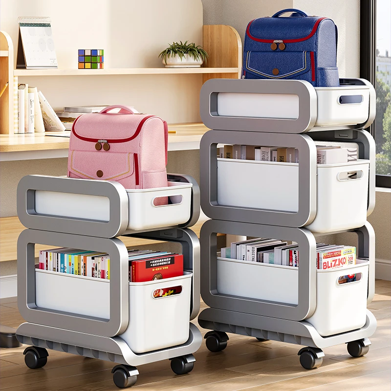书桌书包置物架可移动小推车家用书本收纳架放书包桌下滑轮柜神器