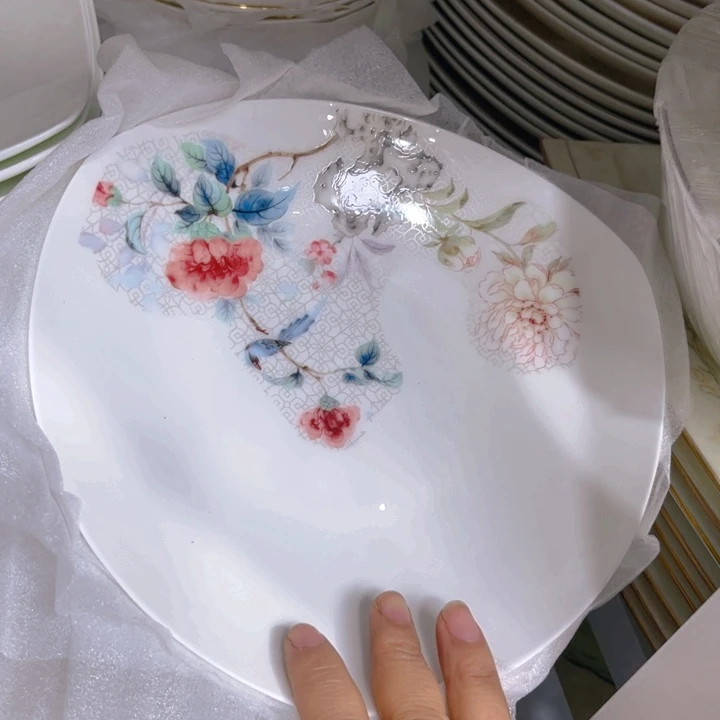 瓷片花神三角深盘两个微瑕