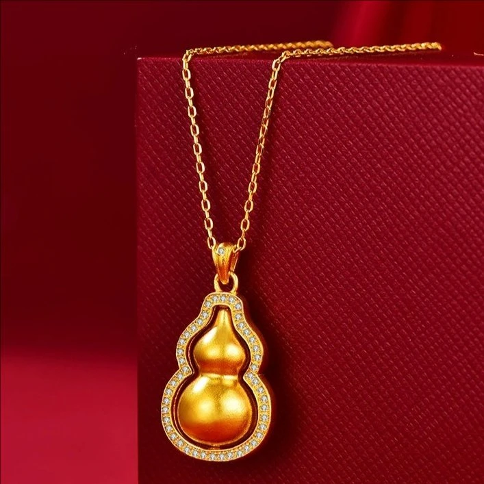 大福国风镶钻葫芦吊坠新中式百搭时间项链L8070