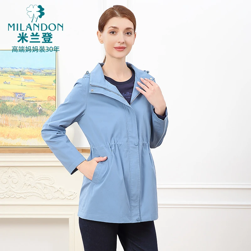 MILANDON/米兰登2025户外休闲秋季连帽防风收腰风衣外套1Q380103