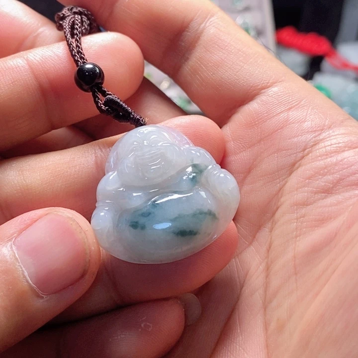 颈饰未镶嵌翡翠缅甸翡翠A货飘花佛公