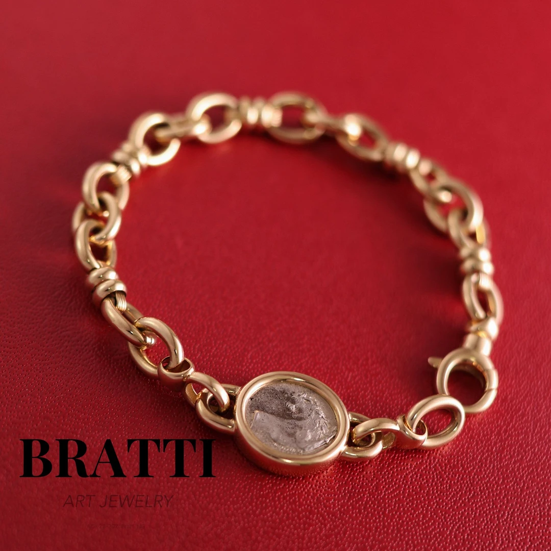 Bratti珠宝18K金回头狮银古币手链-KS250803