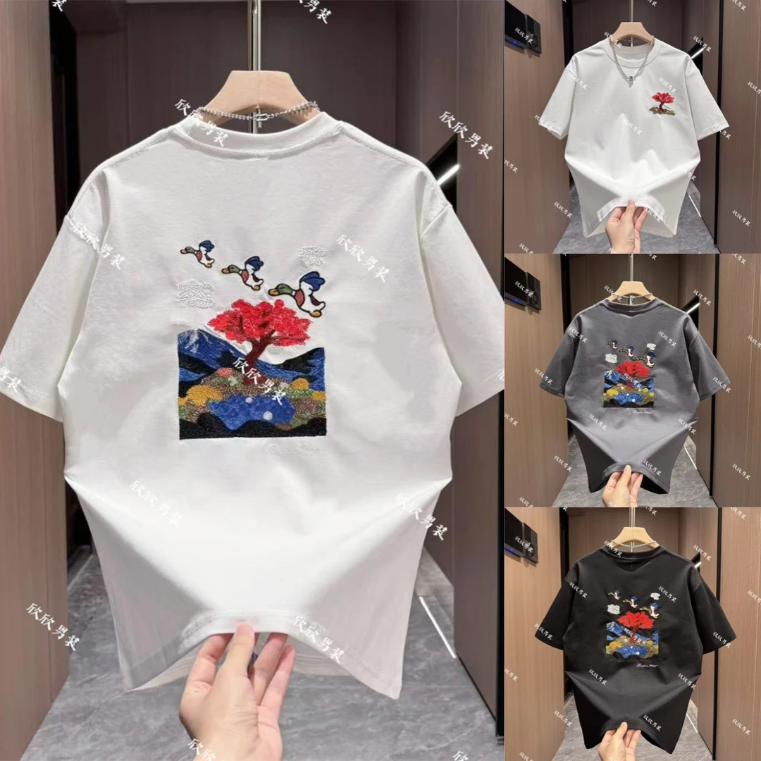潮牌刺绣时尚男士休闲短袖