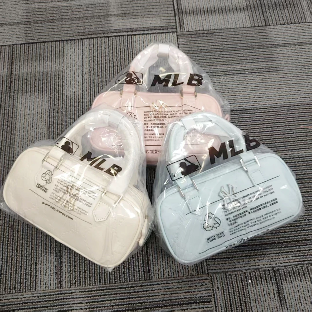 韩国MLB压印波士顿包 新款钻石压印pu皮质托特包枕头包手提斜挎包