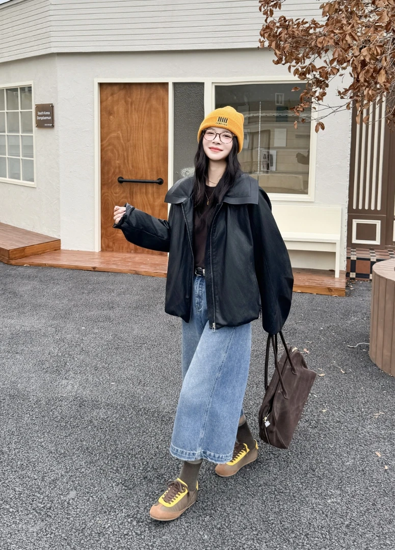 冬季新款爆品男女情侣款气质短款皮羽绒服.ZX