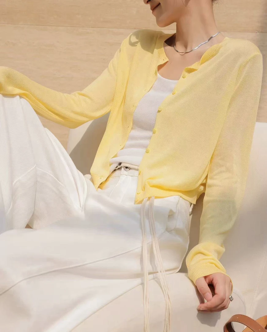 高奢 欧洲站 圆领开衫 纯色气质 轻薄防晒 2499