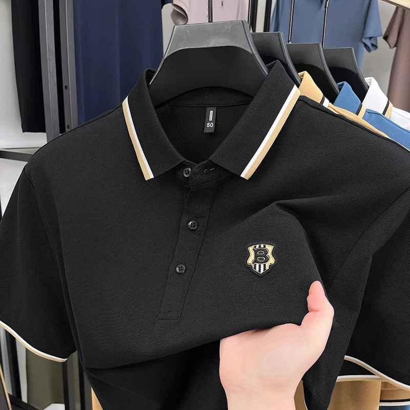 英伦【专柜正品】巴家高档男士短袖POLO衫夏季新款刺绣休闲T恤男