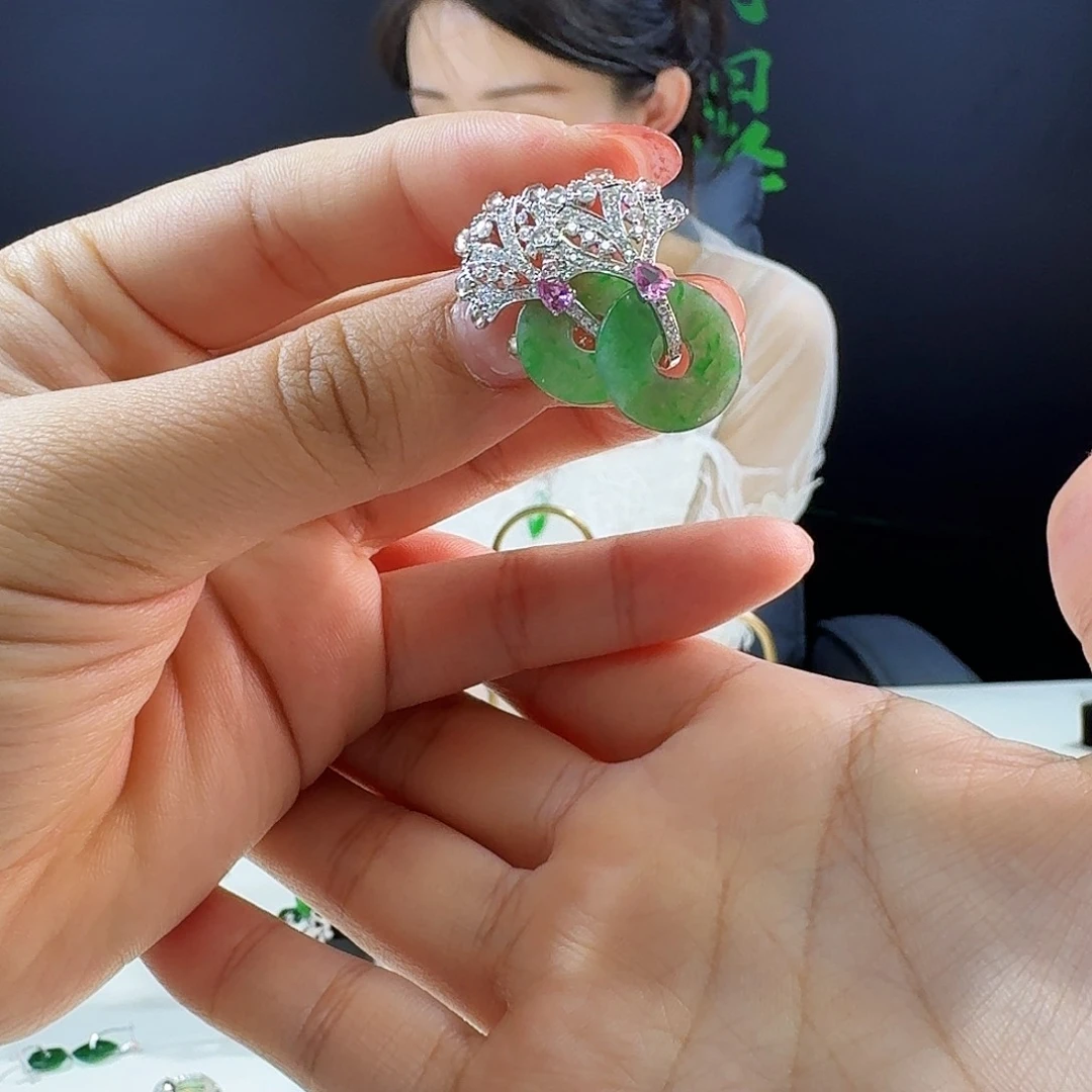 翡翠耳饰18K金镶嵌金*英18k镶嵌