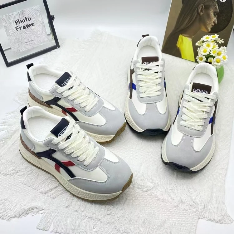 潮流拼色阿甘鞋2025早春新款时尚老爹鞋百搭休闲鞋