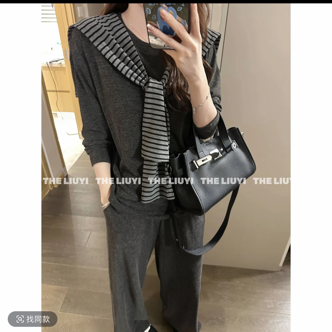 LIUYI舒适圈~慵懒风舒适显瘦懒人三件套带披肩套装