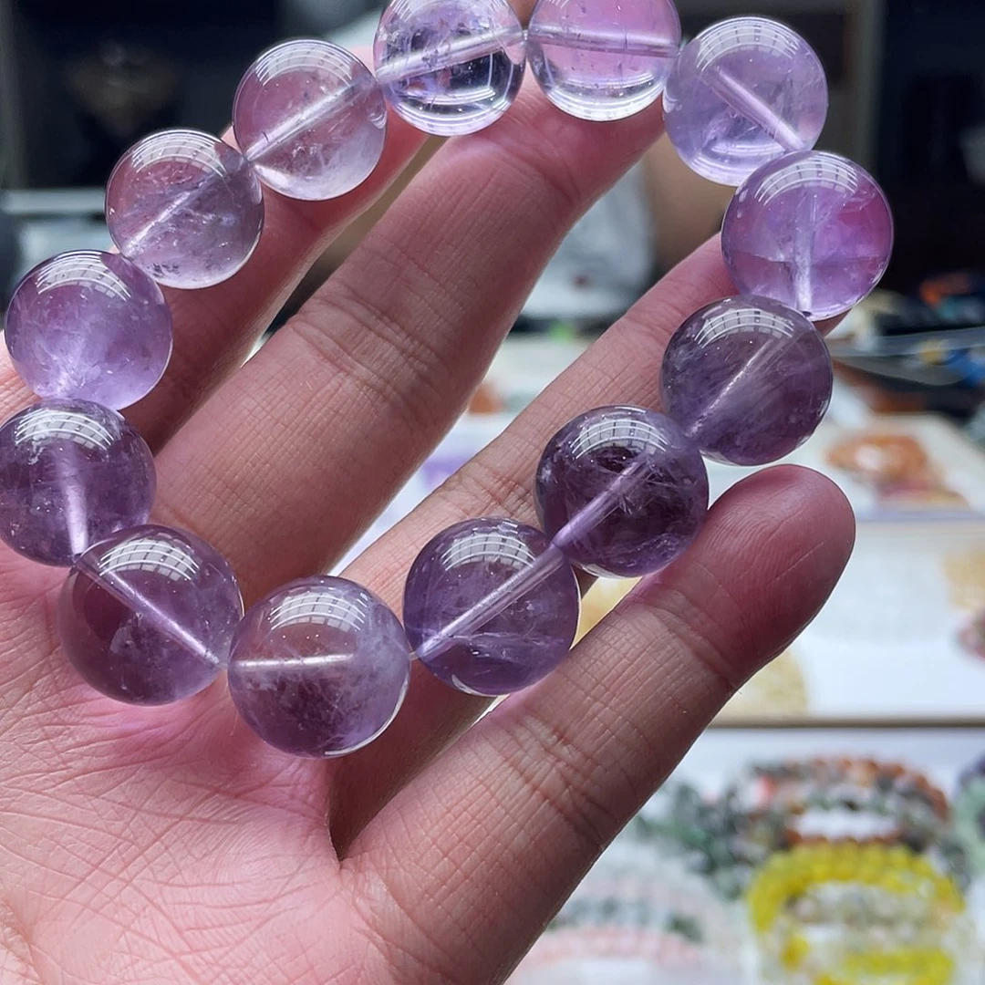 未镶嵌手链水晶17mm紫兔毛手串