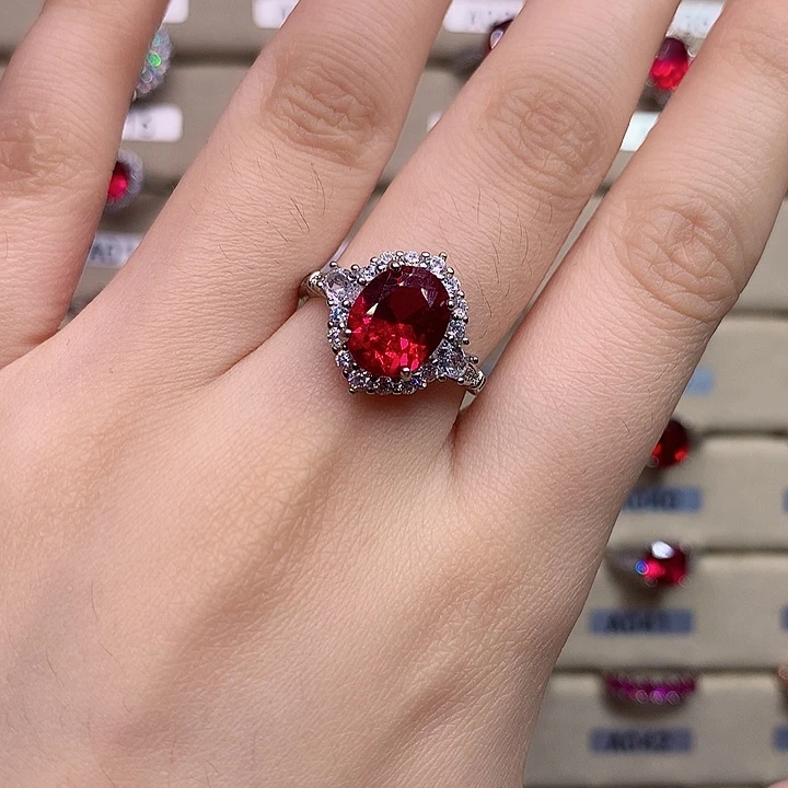 红宝石银S925镶嵌戒指