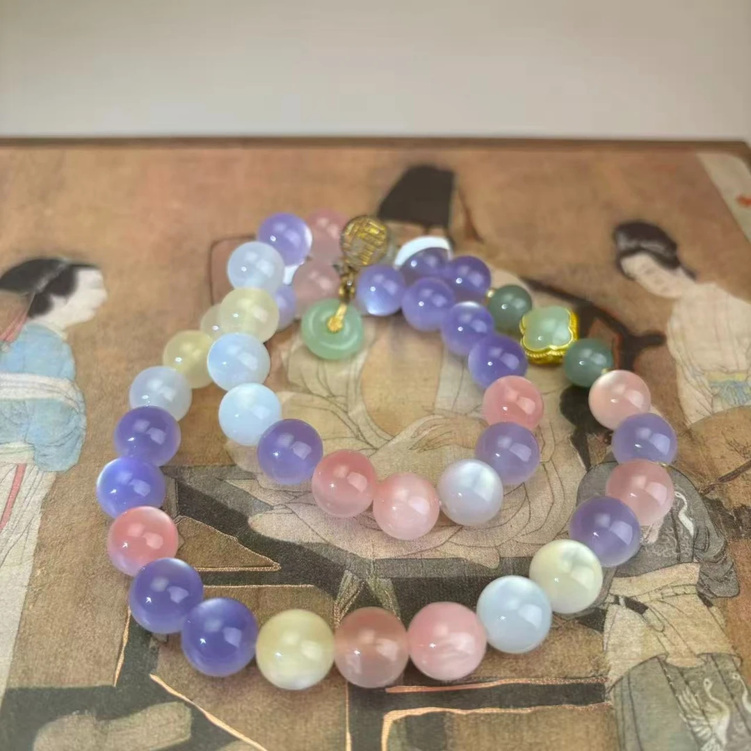 七彩海云母双圈手串 精选高端文玩