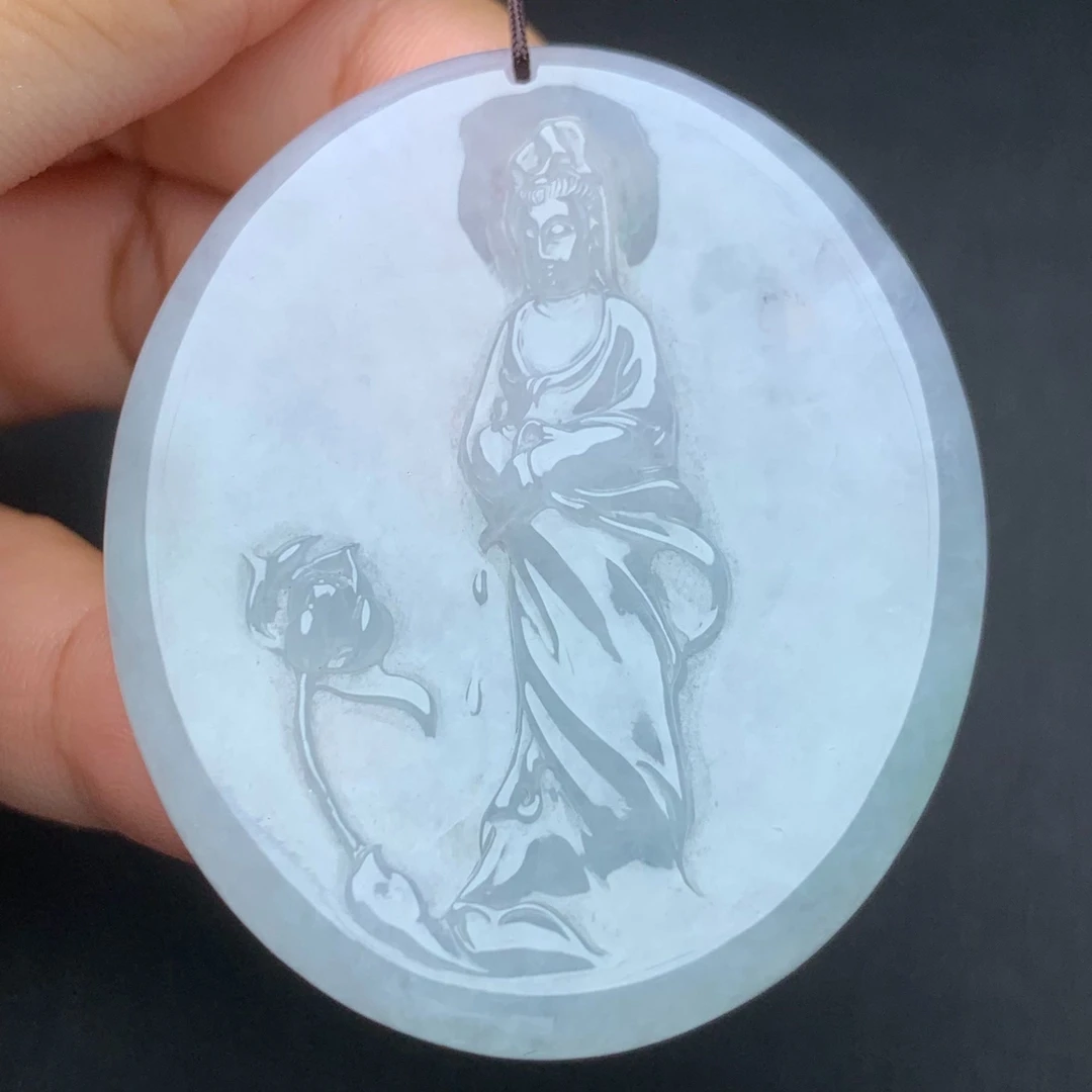 翡翠吊坠天然翡翠Ａ货冰种玉观音吊坠正品翡翠观音牌吊坠礼物男