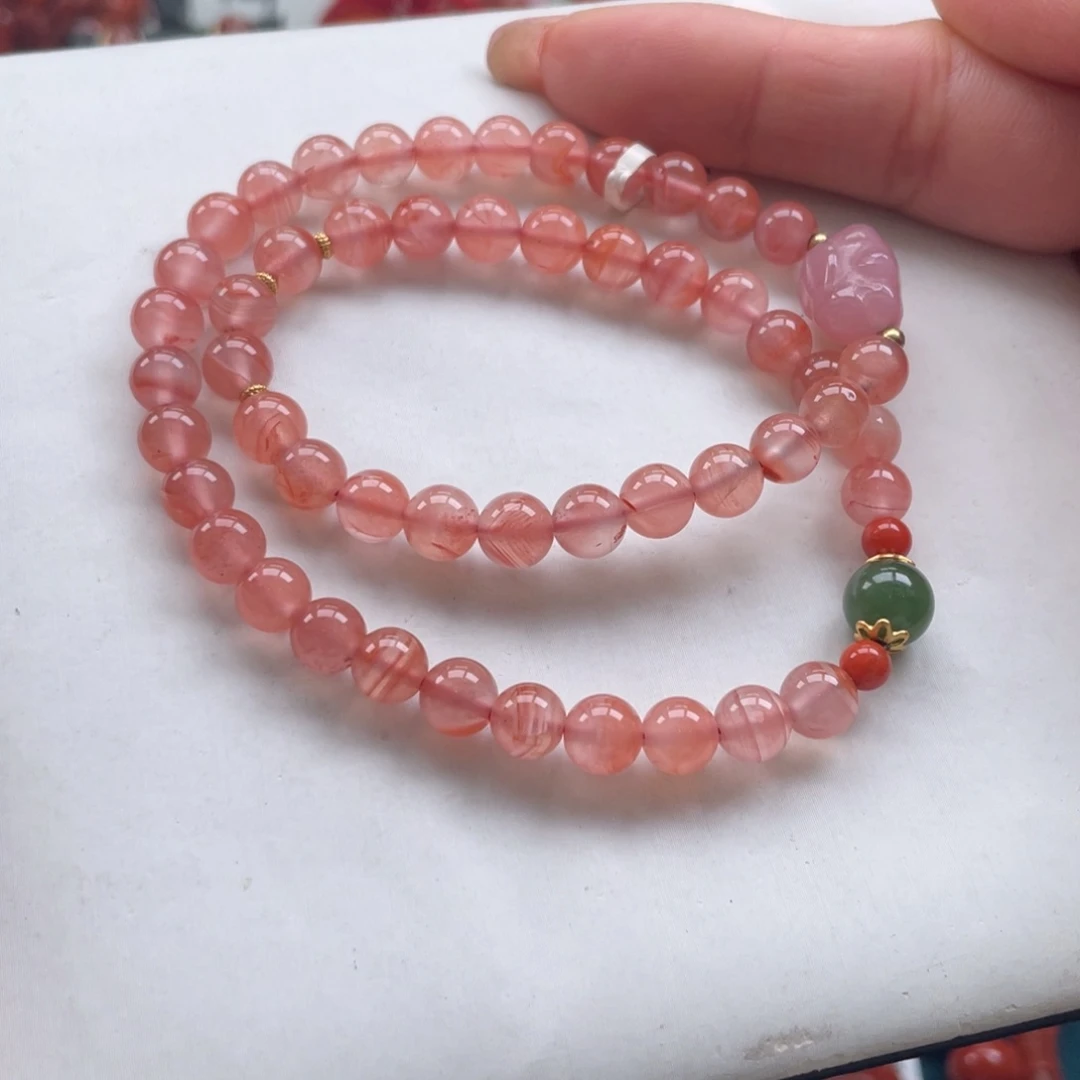 南红玛瑙未镶嵌开播福利保山南红冰粉双圈6+mm