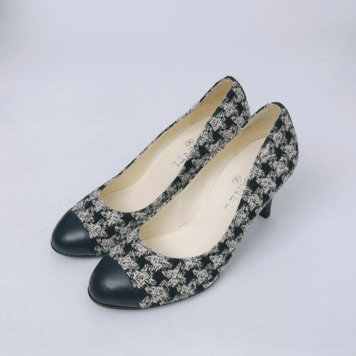 99新 Chanel/香奈儿 38.5码/千鸟格高跟鞋/lz00198