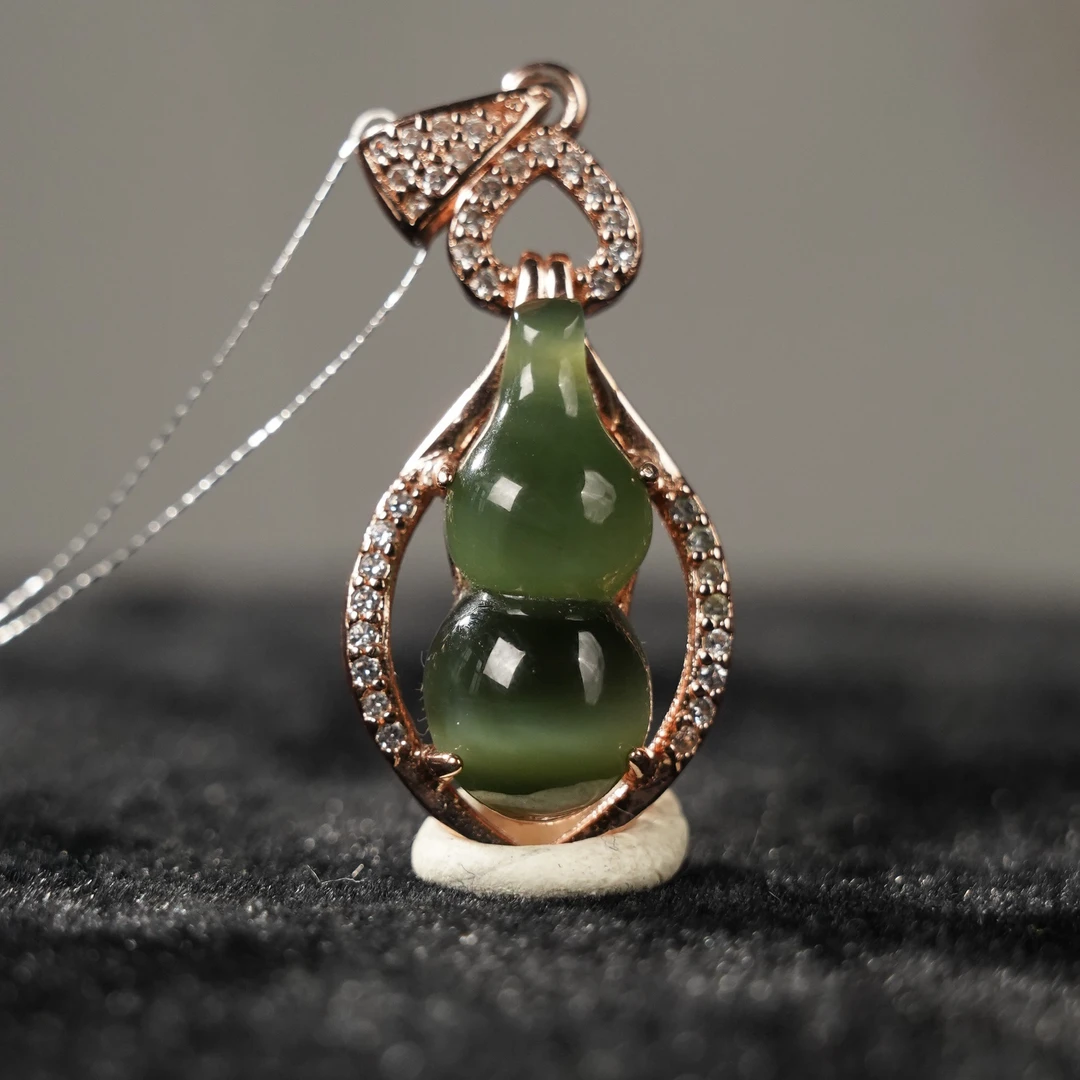 和田玉碧玉猫眼葫芦优雅简约适合送女友