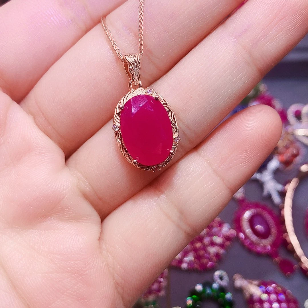 颈饰银S925镶嵌红宝石