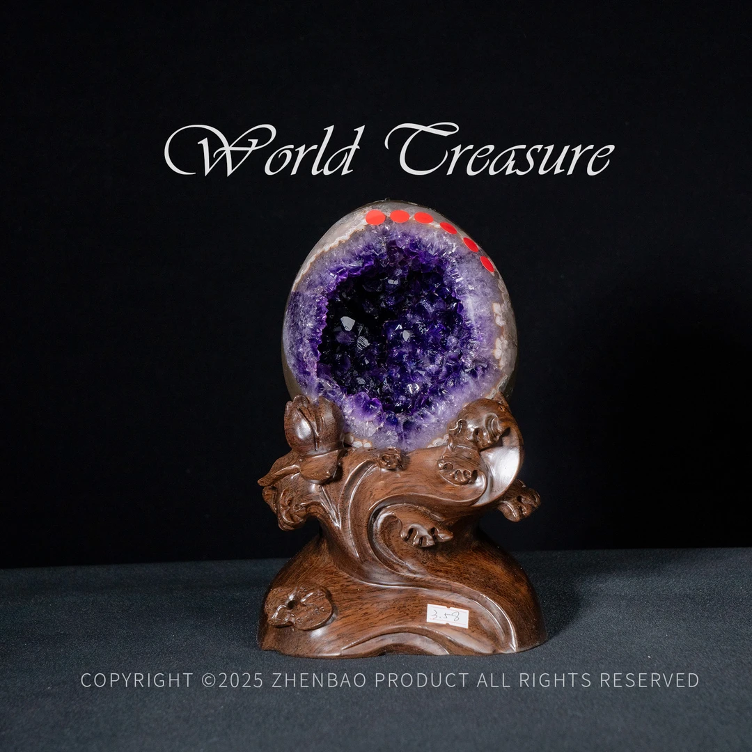 天然水晶紫晶洞恐龙蛋摆件/多样性发/P12816