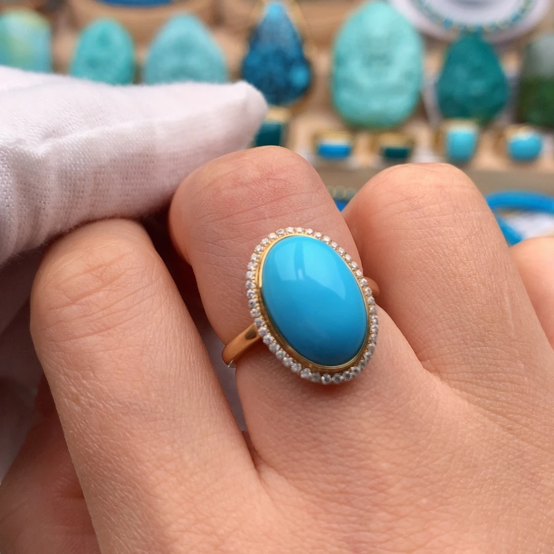 绿松石18K金镶嵌珠宝奇石