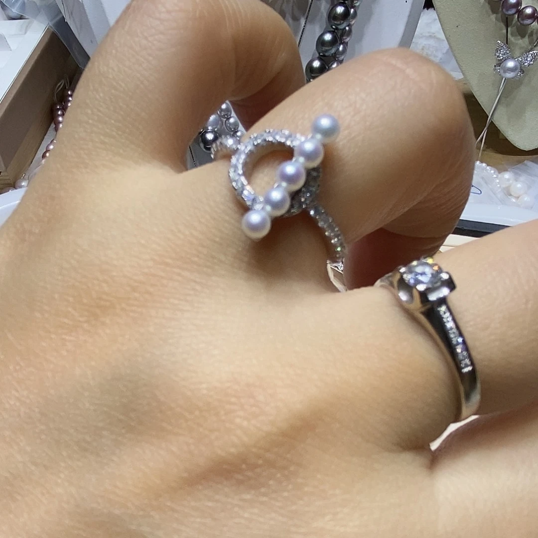 淡水珍珠耳钉银S925镶嵌