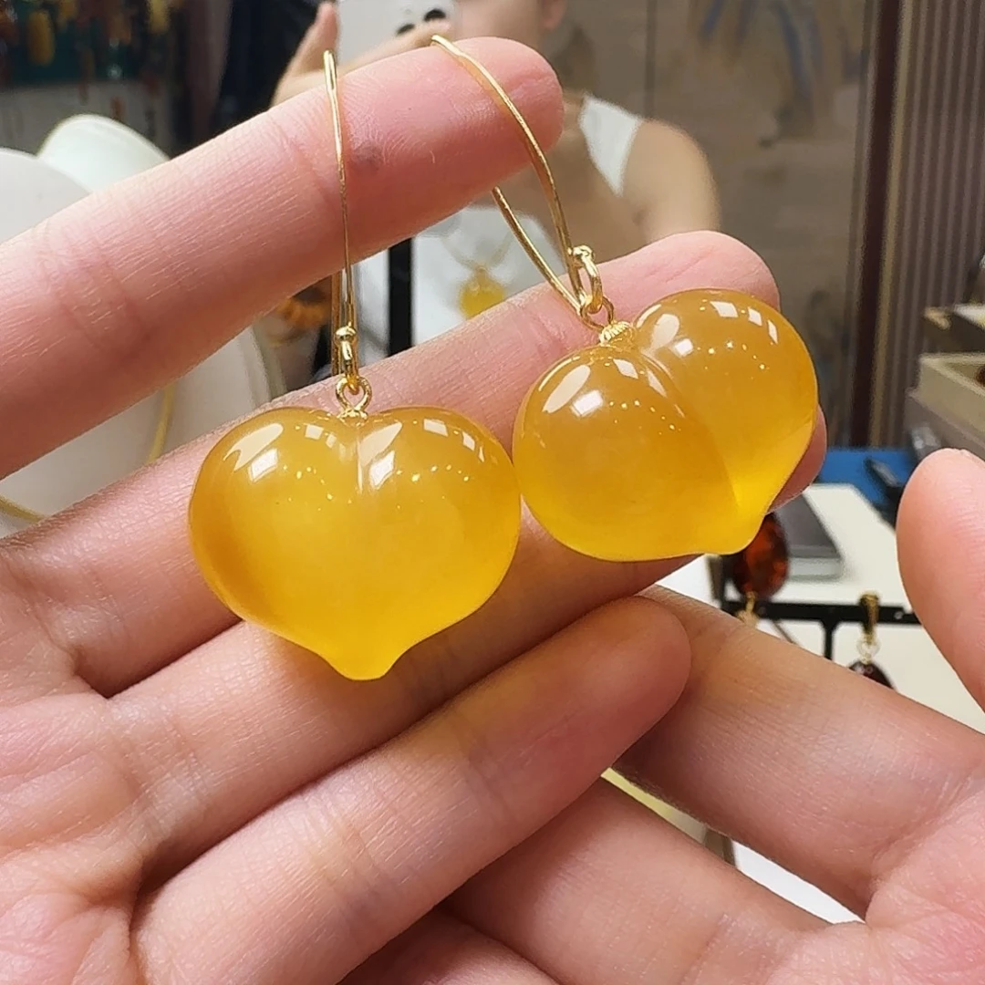 琥珀未镶嵌颈饰耳坠
