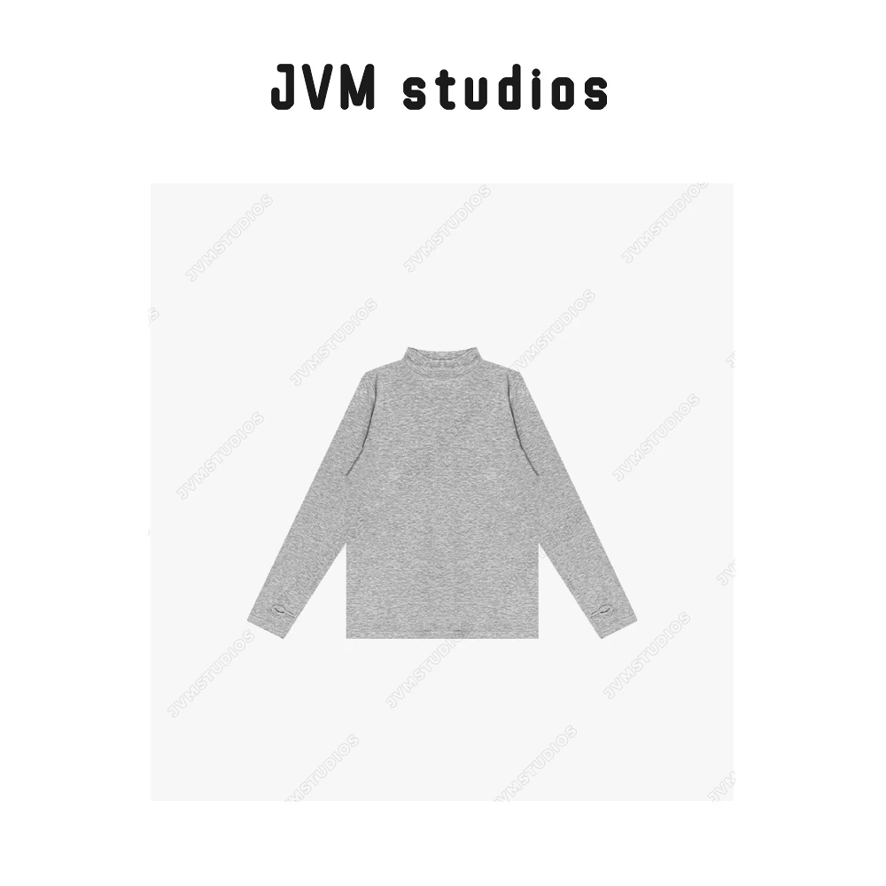 JVM秋冬时尚百搭天丝纯色半高领套头长袖打底衫29687